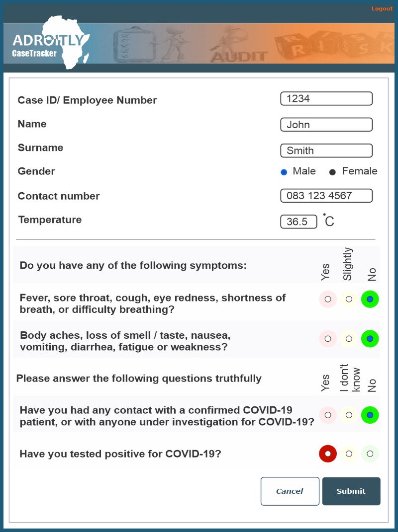 Adroitly Case Tracker Form